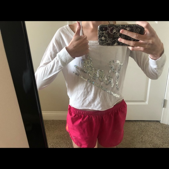 PINK White Long Sleeve Crop Shirt- Size S - Picture 5 of 5